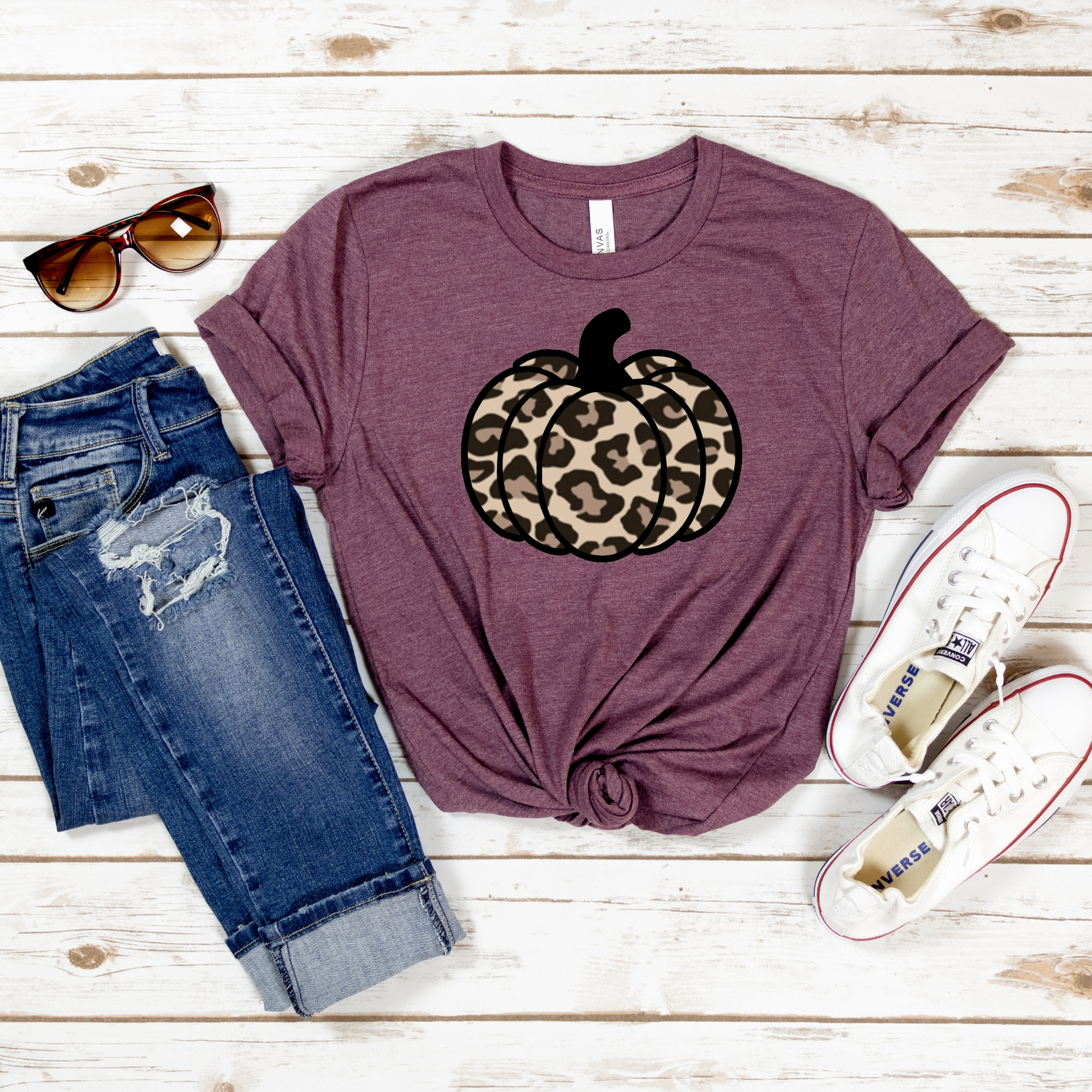 Leopard Print Pumpkin Tee