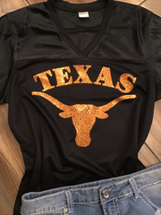 Texas Longhorns Glitter Top - Black
