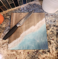 Sea Waves Beach Themed Glass Cutting Boards