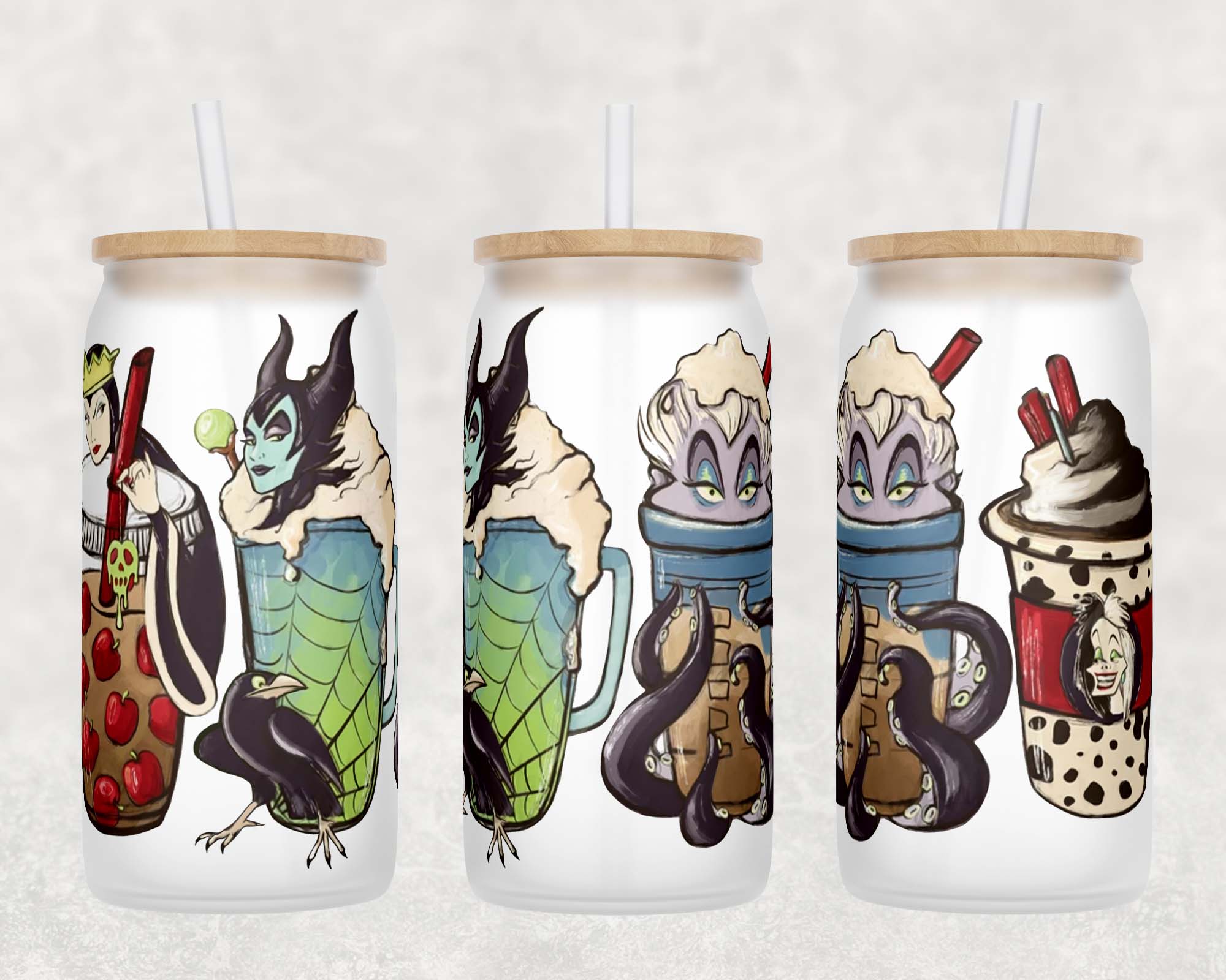 Disney Villians Beer Can Glass Tumbler