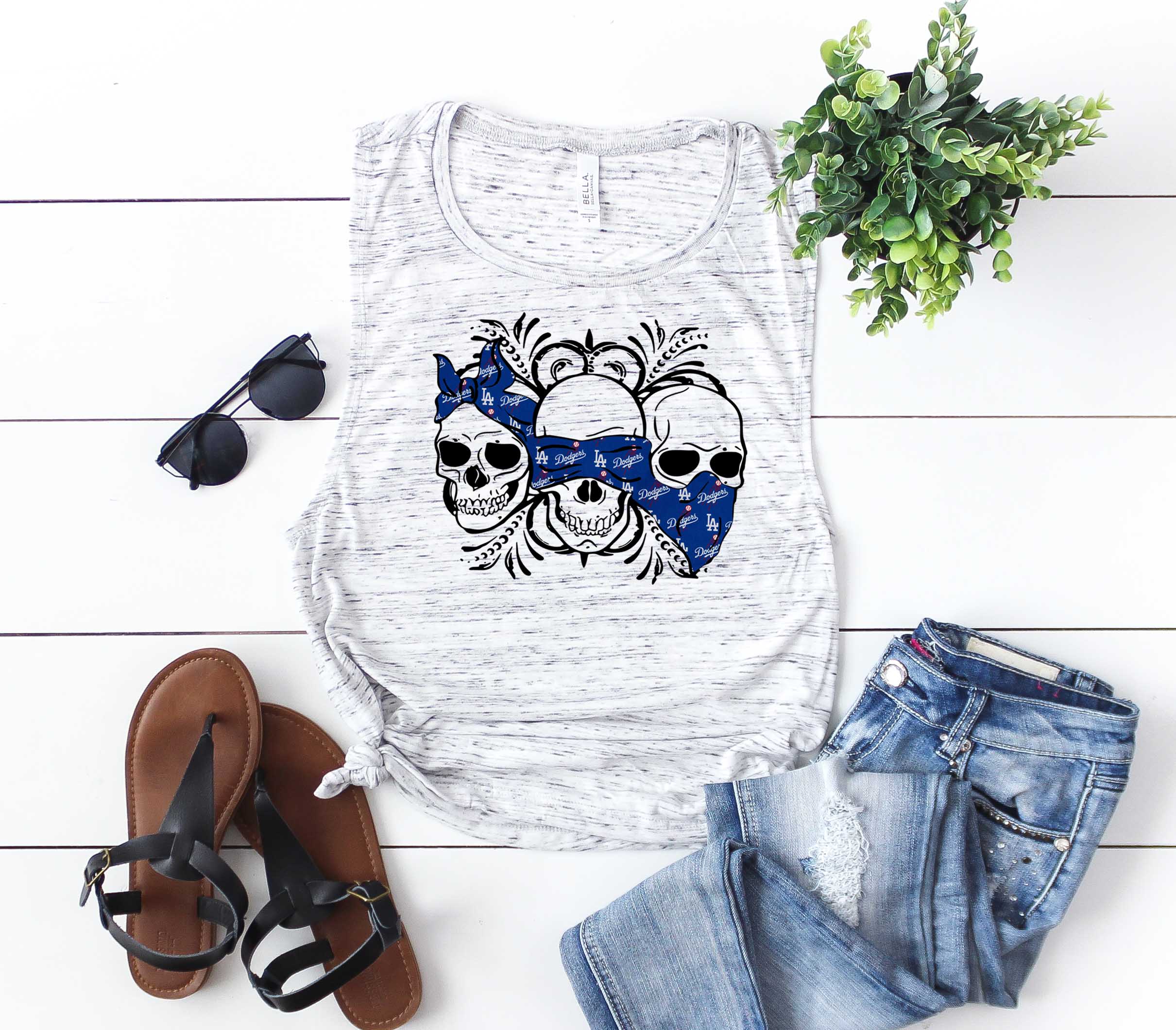 LA Dodgers Skull Top