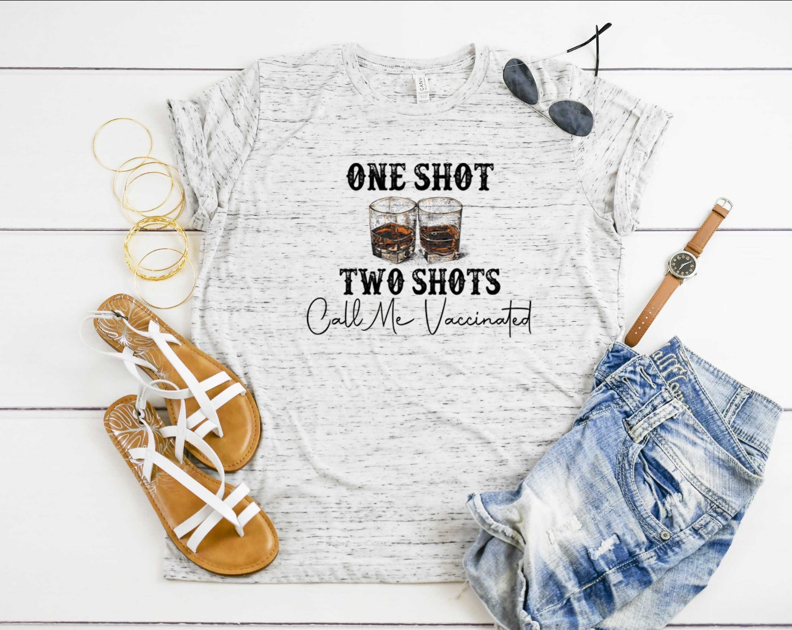 Whiskey One Shot Two Shots Call Me Vaccinated Shirt