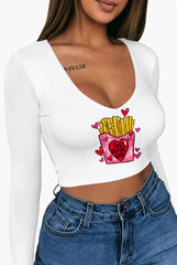Fries Before Guys Cropped Long Sleeve Shirt