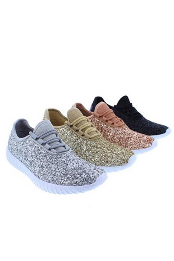 Silver Glitter Glam Sneakers