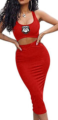 Georgia Bulldogs Bodycon Tank Top 2 Piece Midi Dress - Red