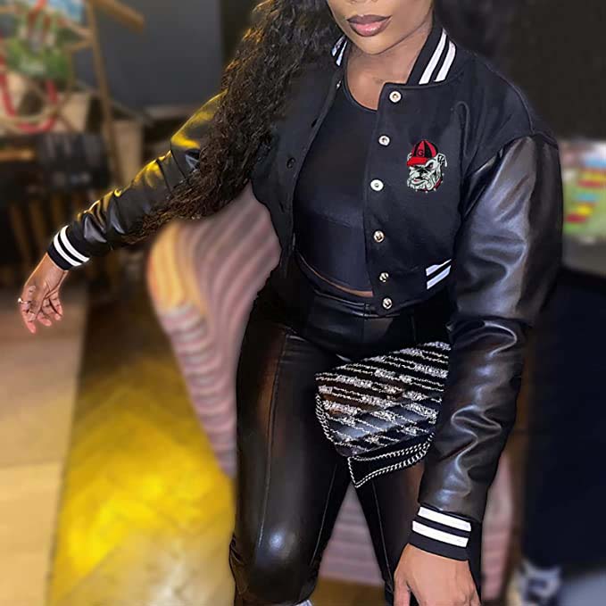 Georgia Bulldogs Embroidered Cropped Letterman Jacket (6 Styles to Choose From!)