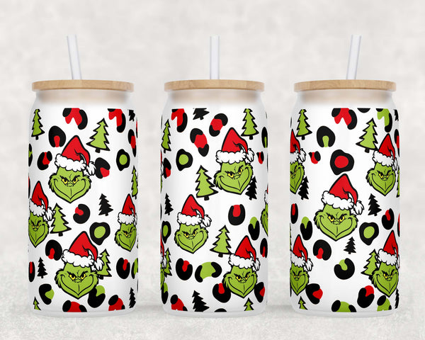 Grinch Leopard Print Starbucks Cold Cup-Cup With Grinch Hand