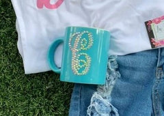 Rhinestone Monogrammed Initial Coffee Mug