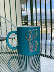 Rhinestone Monogrammed Initial Coffee Mug