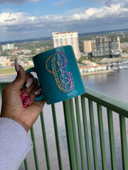 Rhinestone Monogrammed Initial Coffee Mug