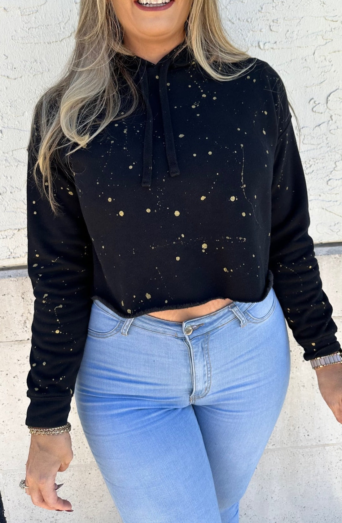 Black and Metallic Gold Splatter Paint Tops