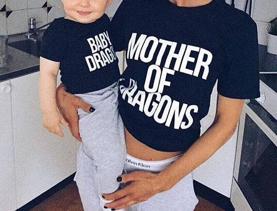 Mother of Dragons and Baby Dragon Shirt Set