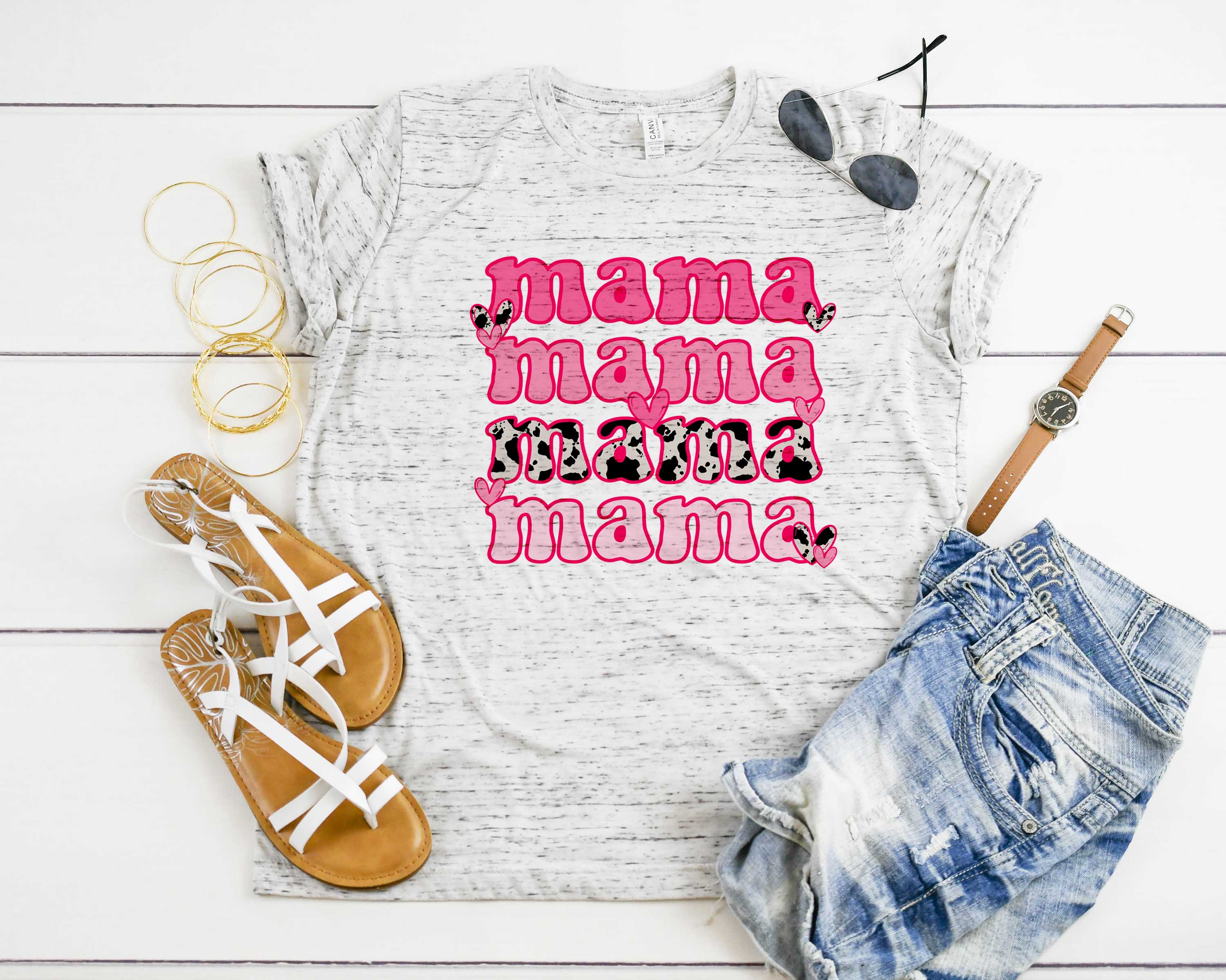 Mama Cow Print Marbled Shirt