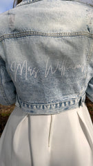 Personalized Flap Pocket Cropped Denim Jacket