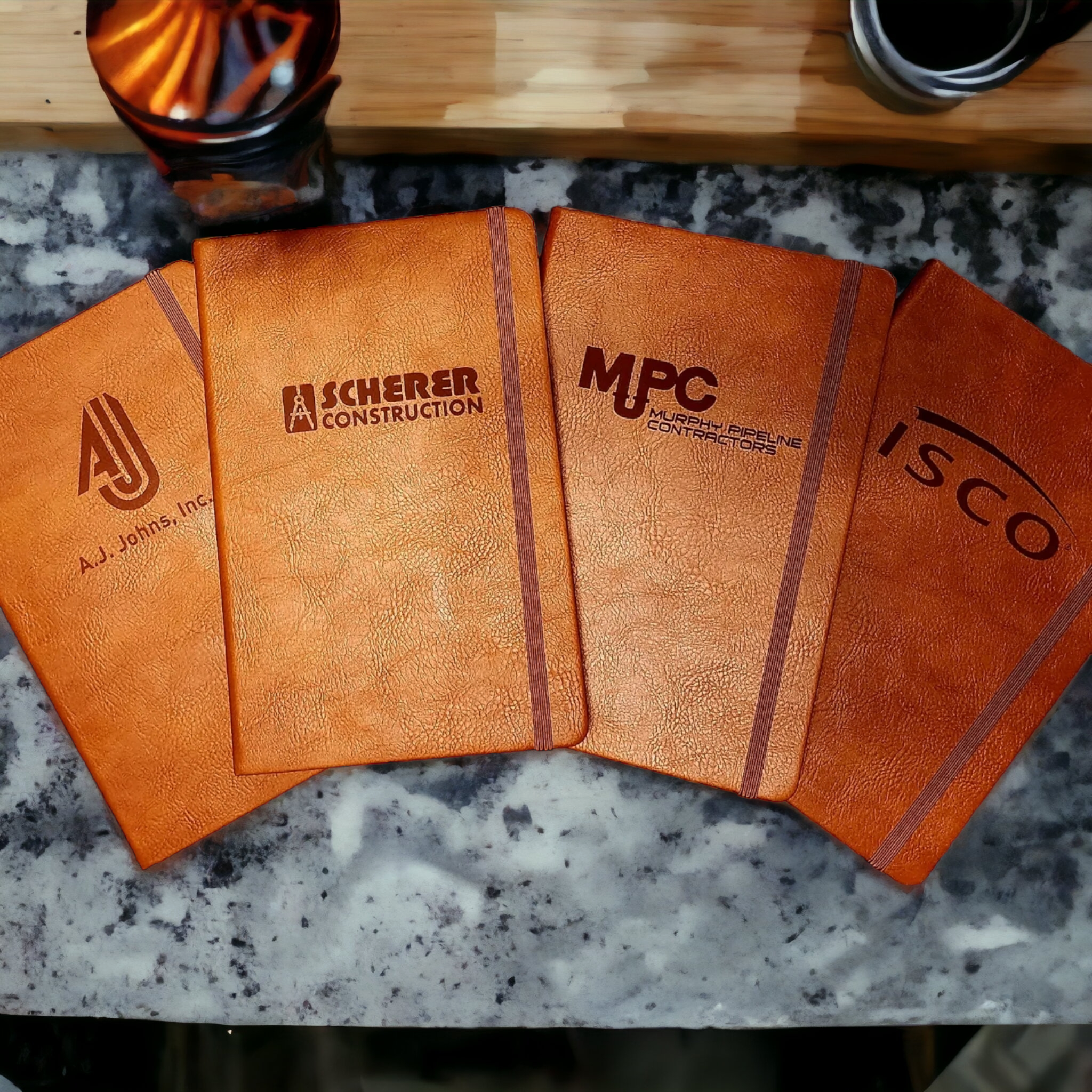 Branded Faux Leather Lined Executive Notebooks
