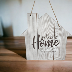 Customized Family Name Welcome Home Door Hanger Sign