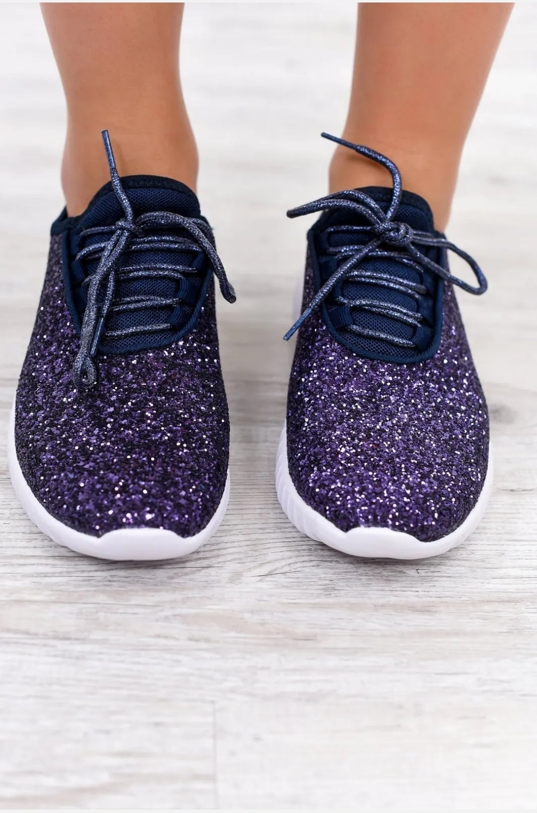 Navy Blue Glitter Glam Sneakers