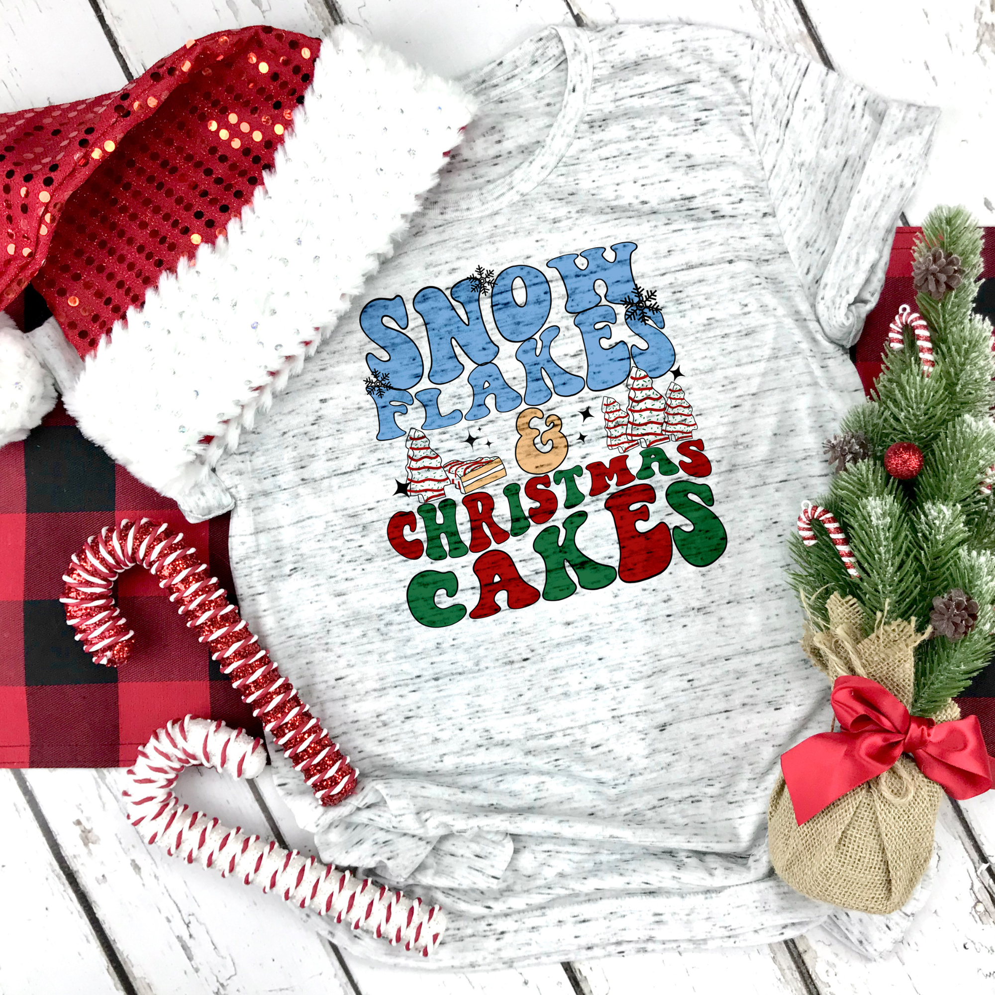 Snowflakes And Christmas Cakes Marbled Shirt