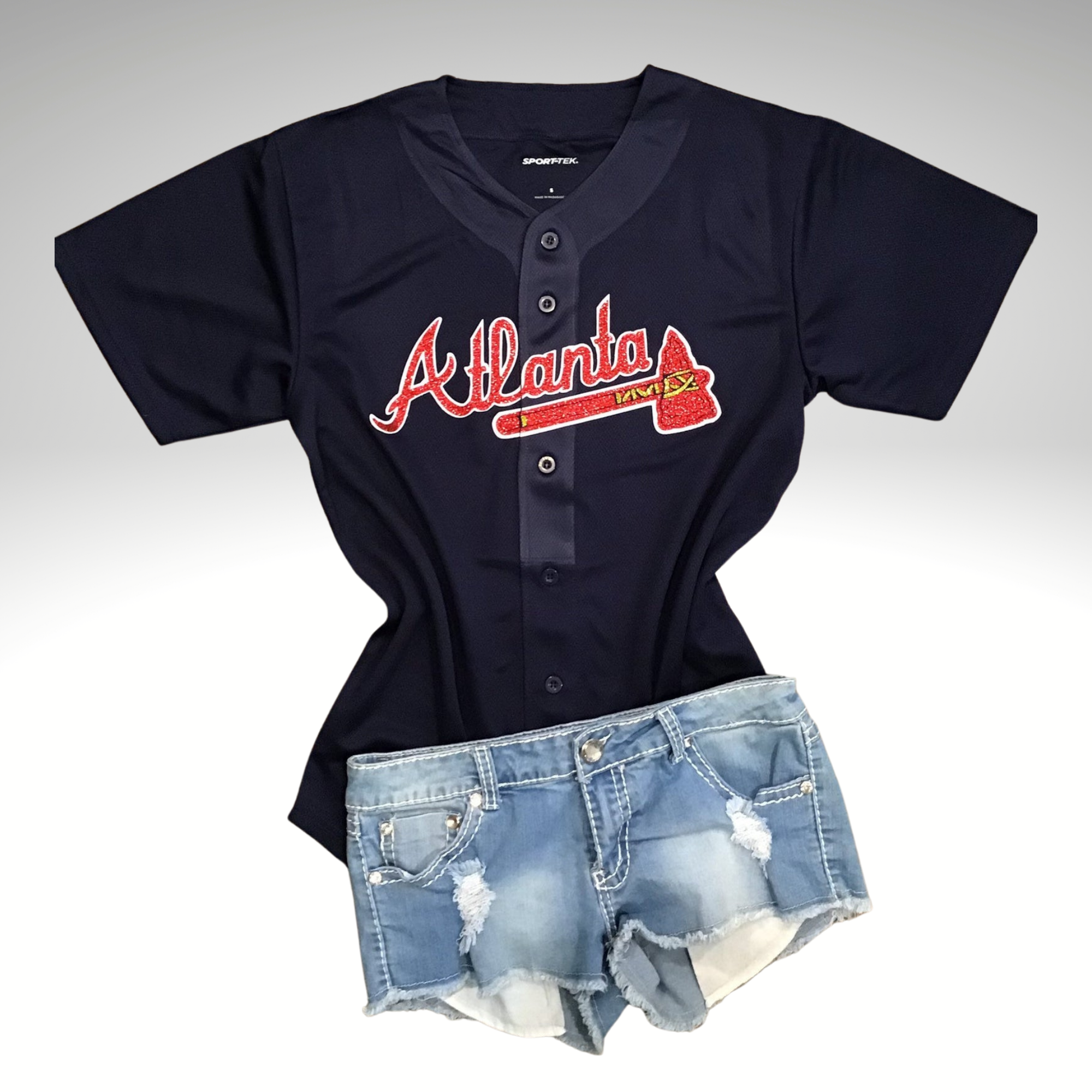 Atlanta Braves Inspired Baseball Top - Navy