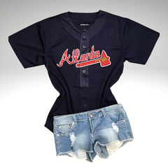 Atlanta Braves Inspired Baseball Top - Navy