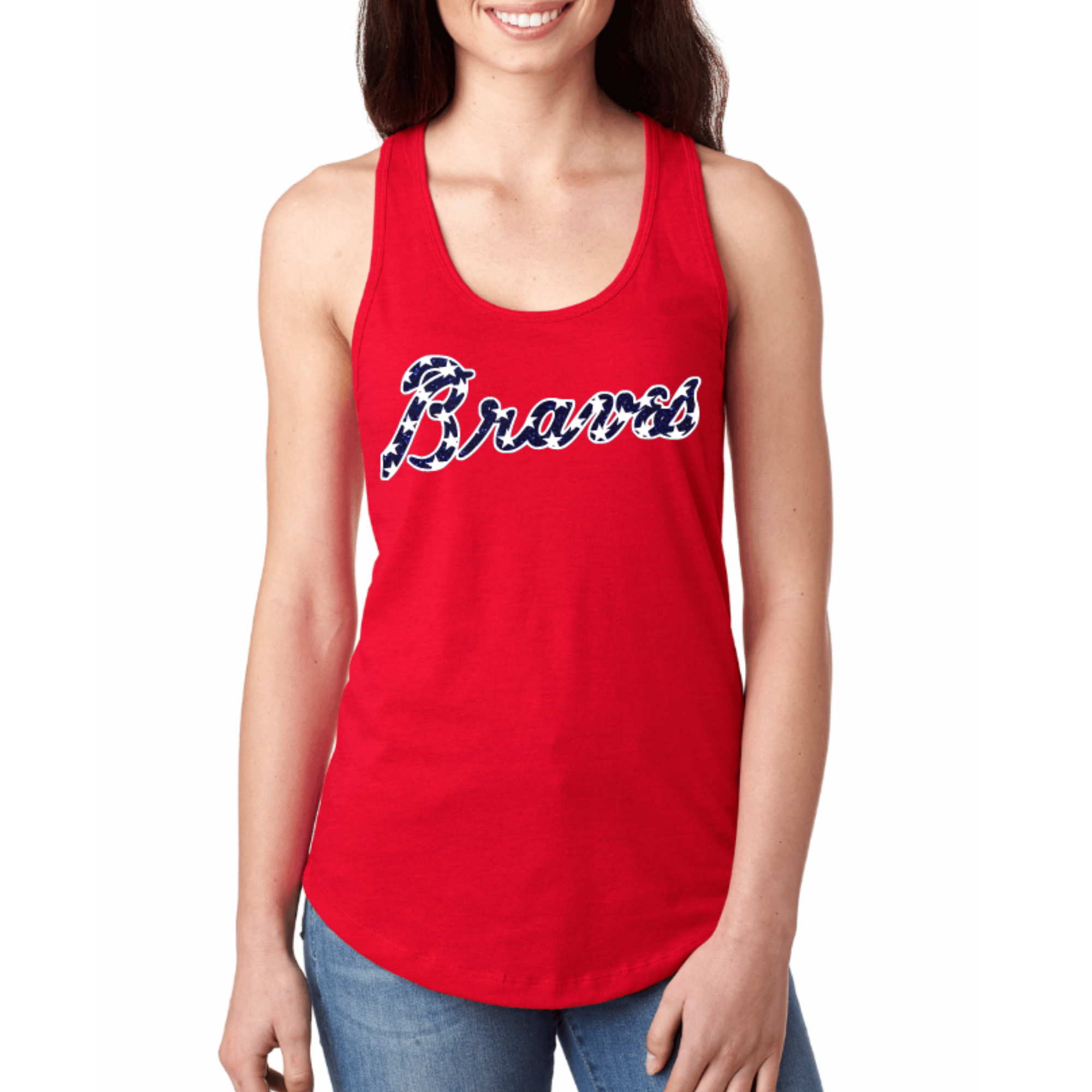 Atlanta Braves Inspired Stars Glitter Top