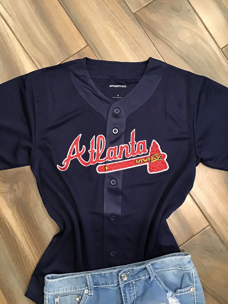Atlanta Braves Inspired Baseball Top - Navy