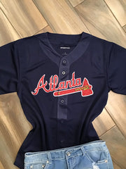Atlanta Braves Inspired Baseball Top - Navy