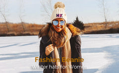 Shadow Block Monogrammed Beanie with Removable Faux Fur Pom