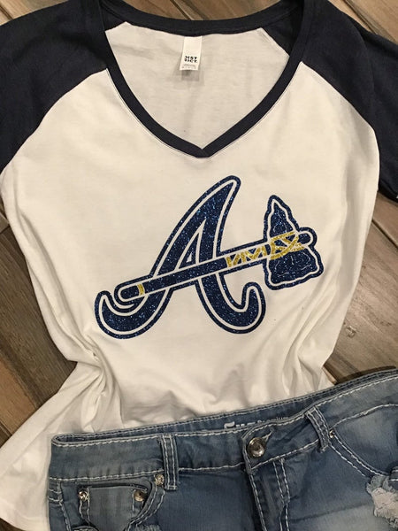 Atlanta Braves Shirt Mens Small New Era Navy Blue Pocket Tee MLB Baseball