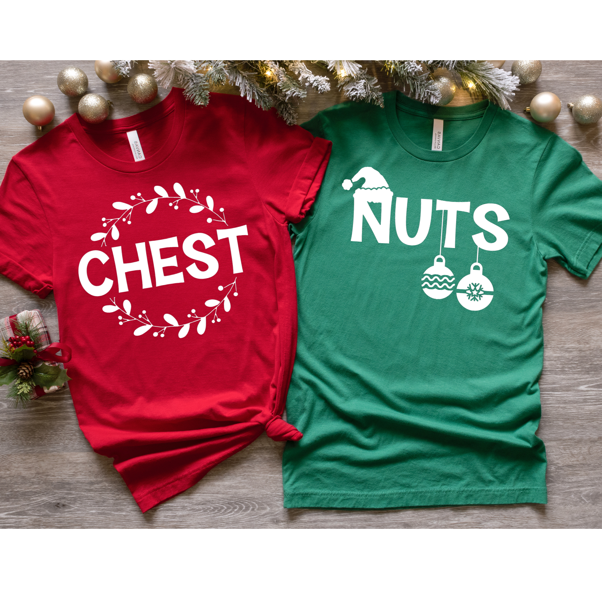 Chest and Nuts Matching Christmas Tee Set