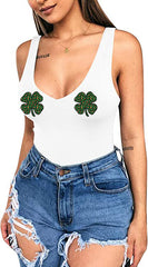 Glitter Leopard Shamrock V-Neck Bodysuit