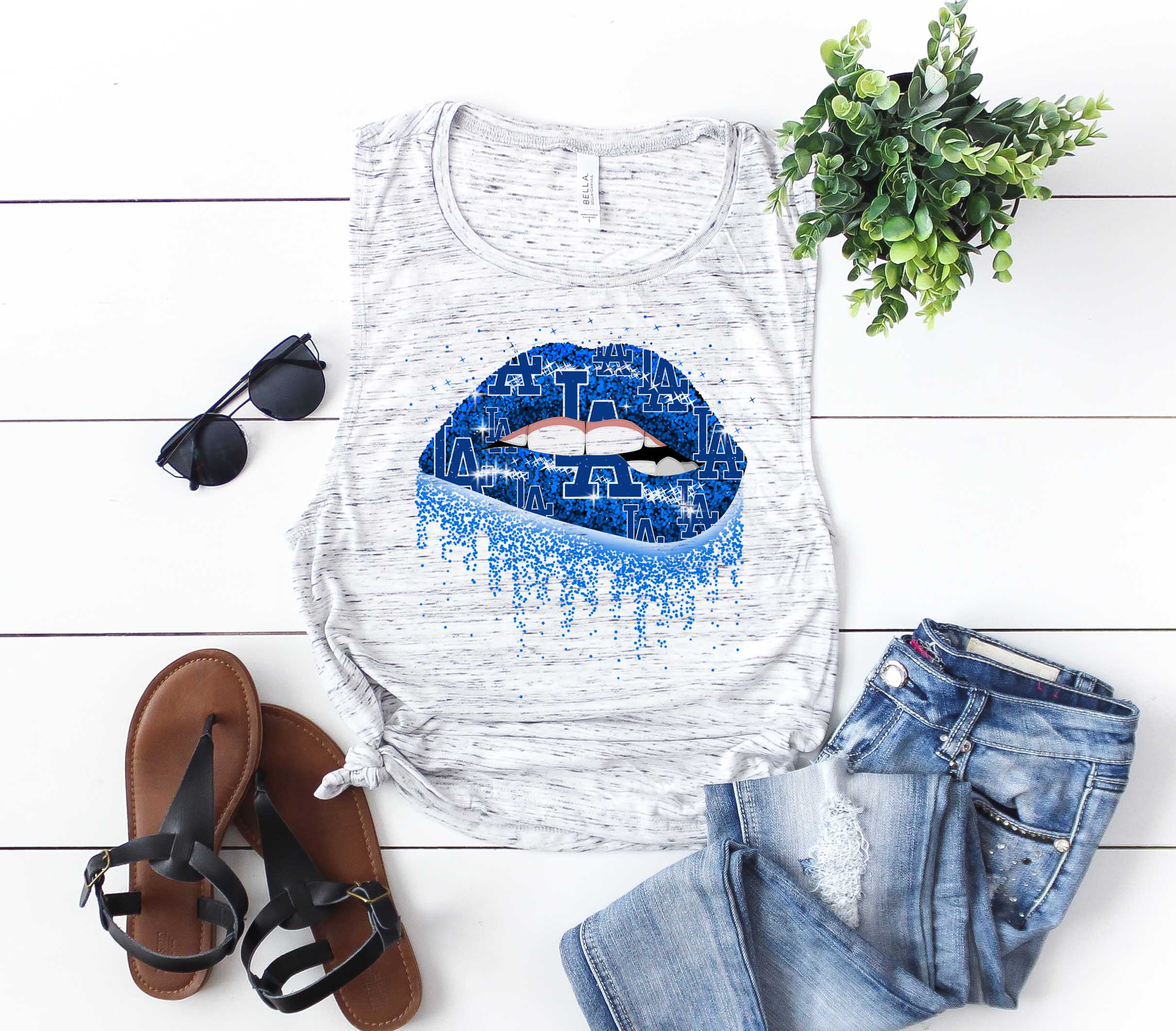 LA Dodgers Dripping Lips Top