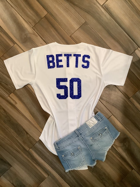 Blue LA Dodgers Inspired Baseball Jersey: Baseball Fan Gear & Apparel for  Women – LuLu Grace