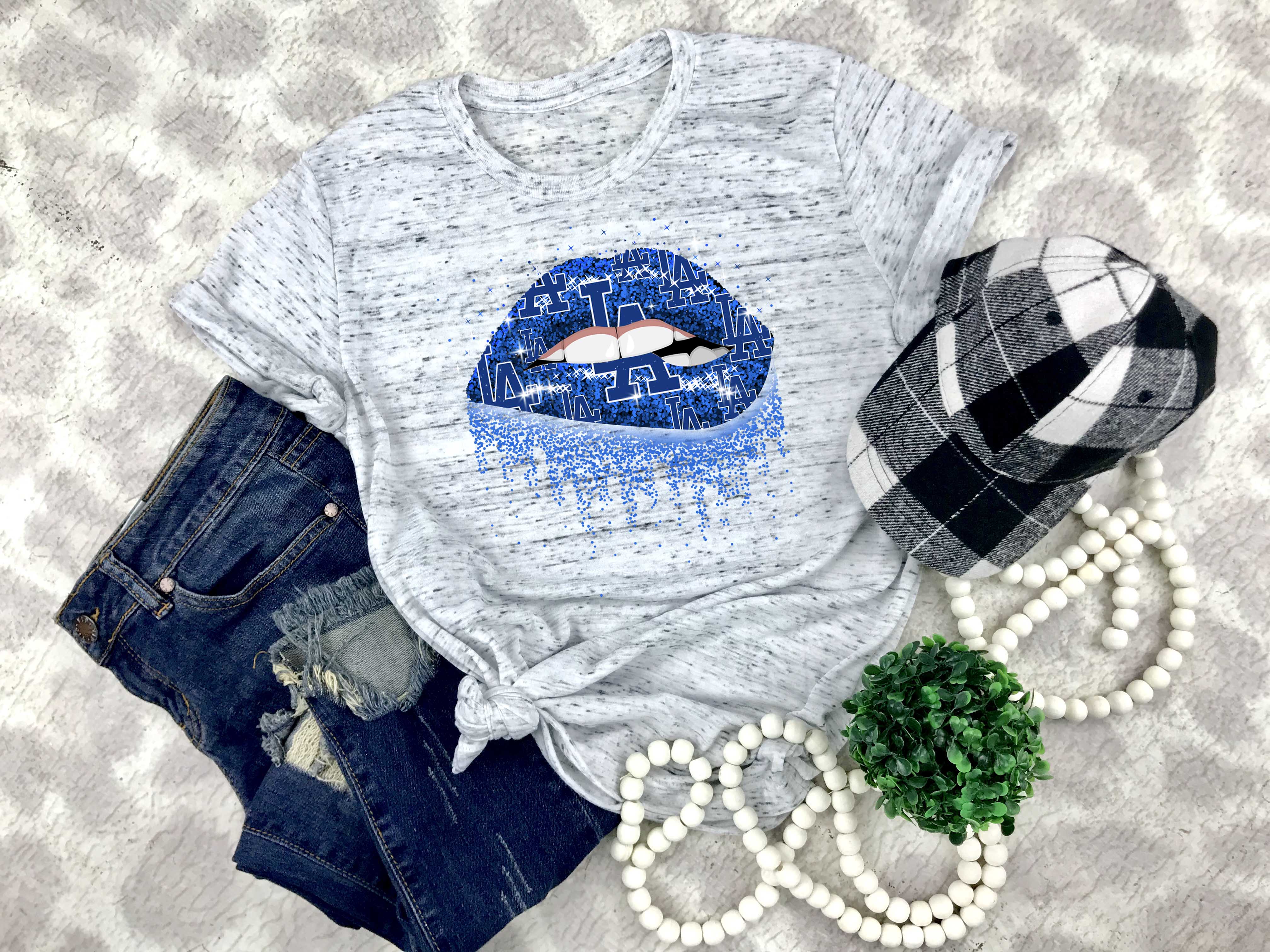 LA Dodgers Dripping Lips Top