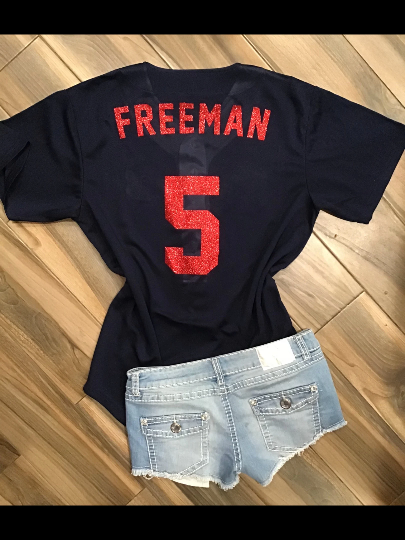 Atlanta Braves Inspired Stars and Stripes Baseball Top - Navy