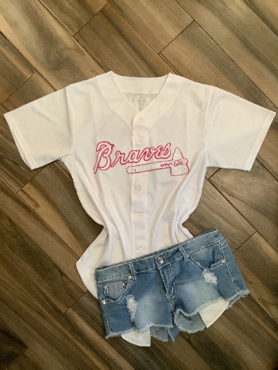 Atlanta Braves Inspired Pink Glitter Top