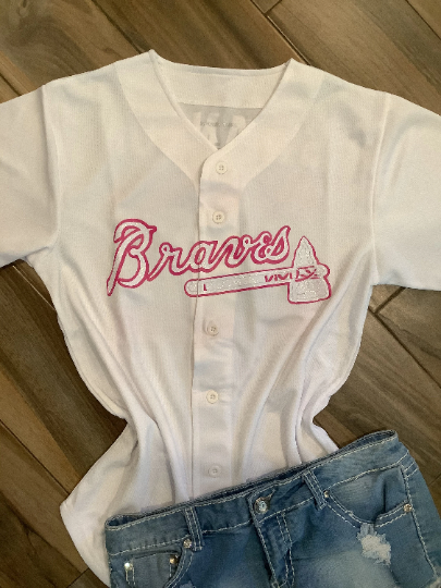 Atlanta Braves Inspired Pink Glitter Top