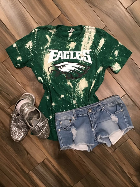 Lulu Grace Designs Philadelphia Eagles Bleached Tee: College Football Fan Gear & Apparel M / Youth Tee