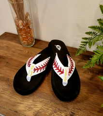 Custom Baseball Glitter Flip Flops
