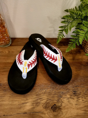 Custom Baseball Glitter Flip Flops