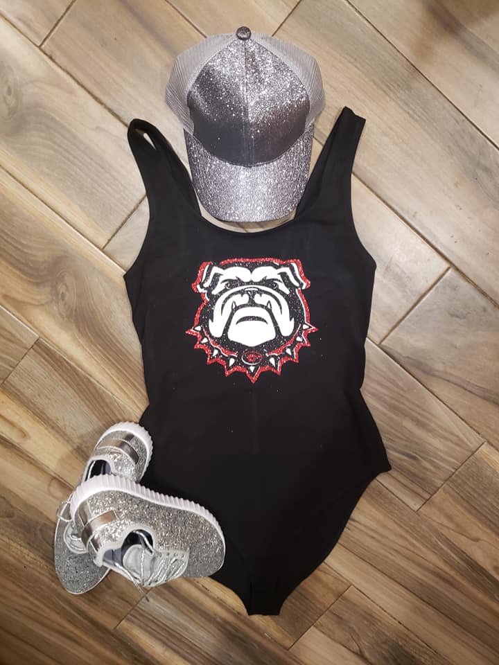 Georgia Bulldog Head Glitter Shirt