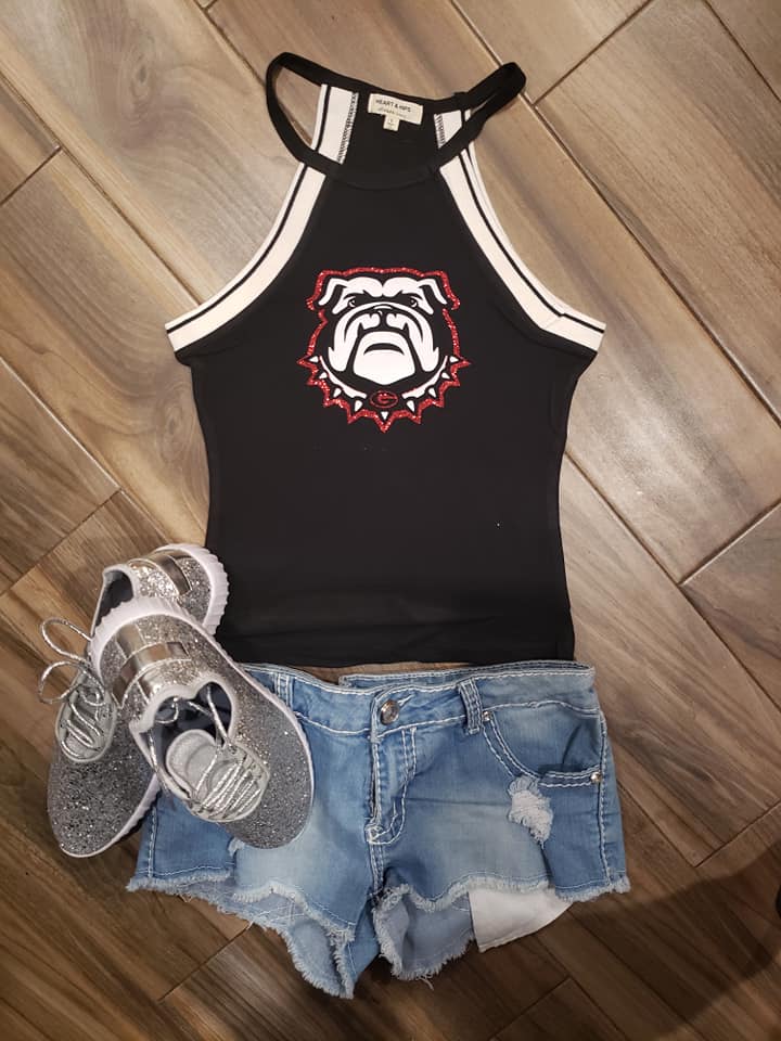 Georgia Bulldog Head Glitter Shirt