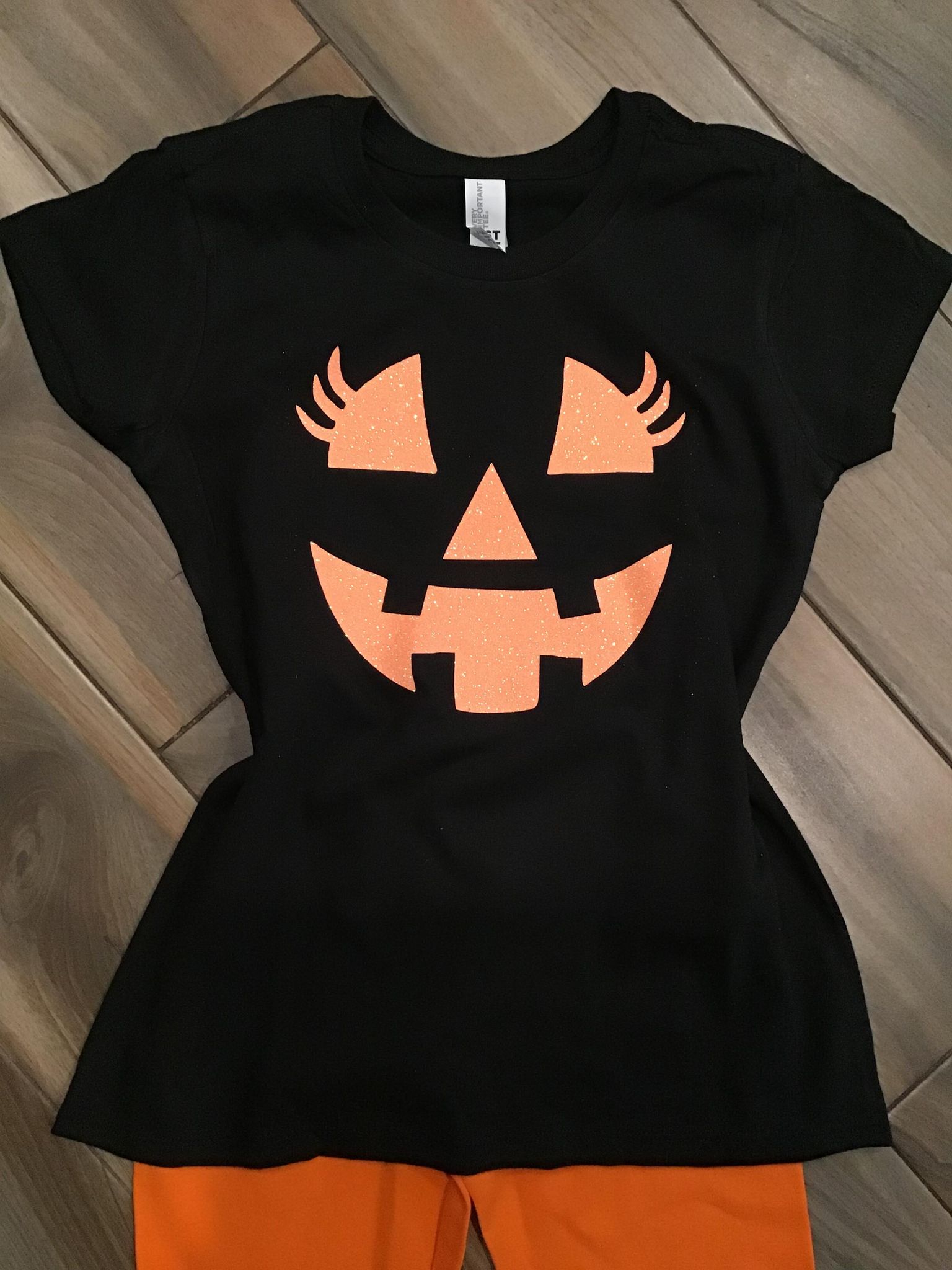 Halloween Glitter Pumpkin Top