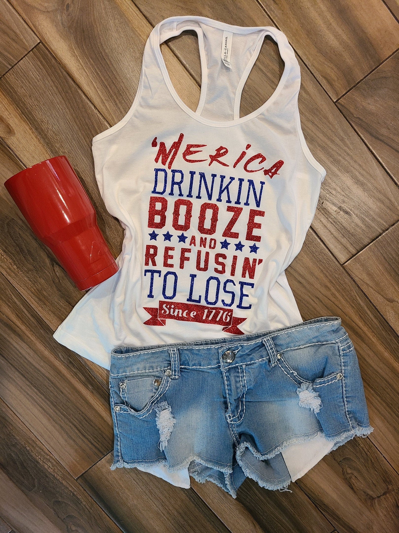 America Drinkin Booze and Refusing to Lose Glitter Shirt