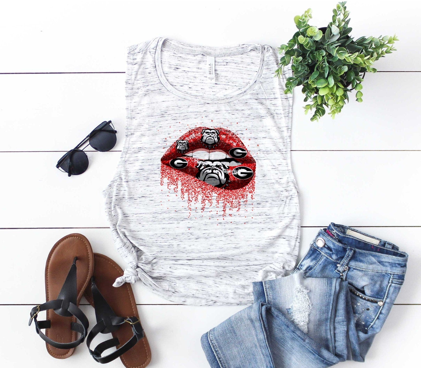 Georgia Bulldogs Glitter Lips Shirt