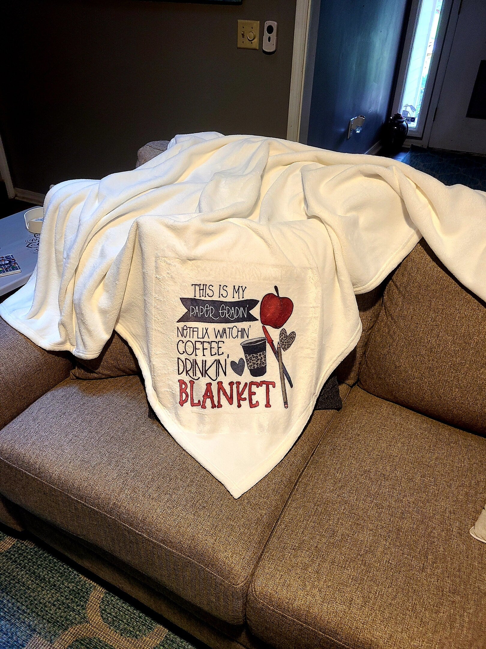 This is My Paper Gradin’ Netflix Watchin’ Coffee Drinkin’ Plush Teacher Blanket