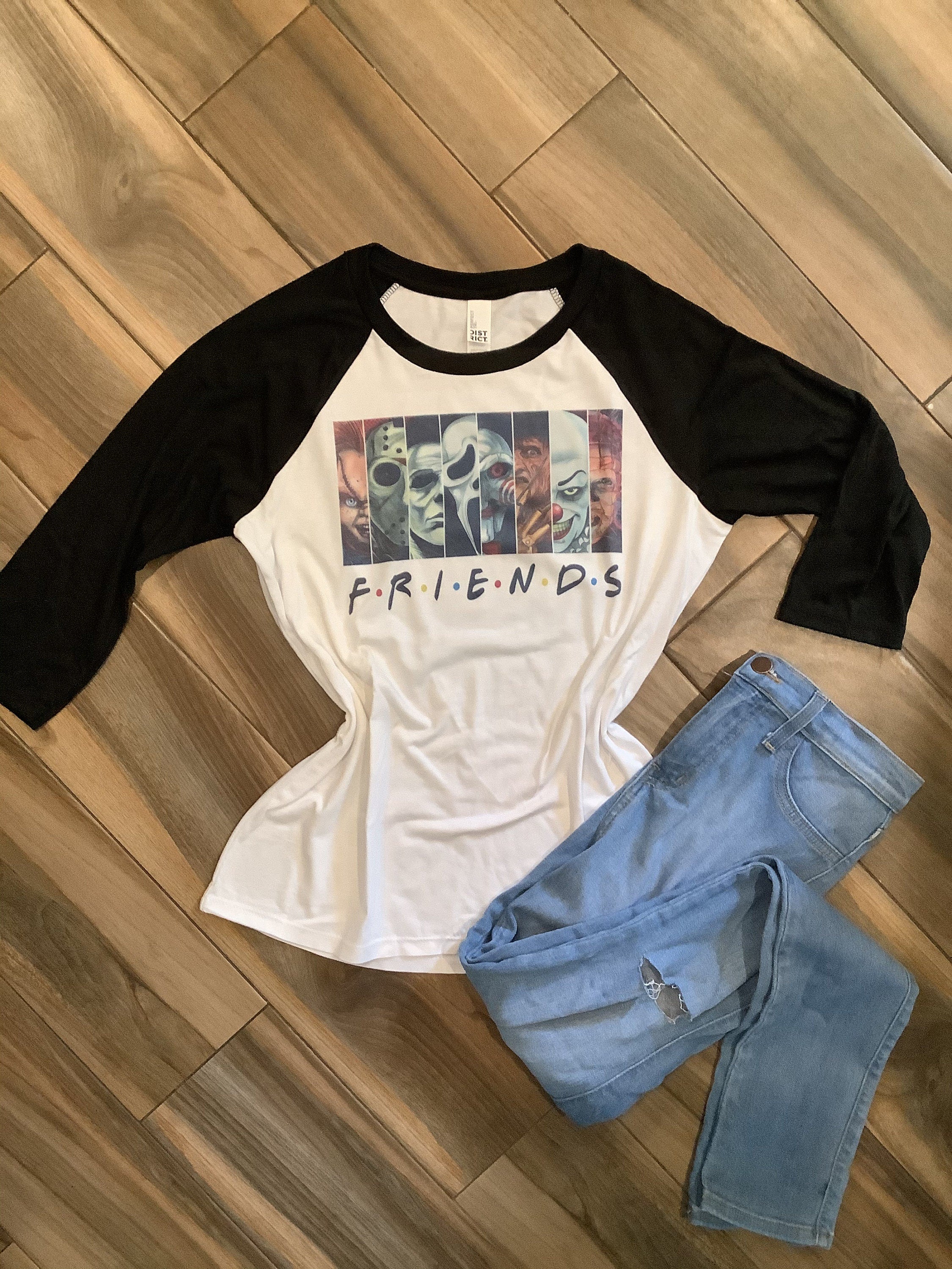 Friends Horror Movie Halloween Raglan Tee