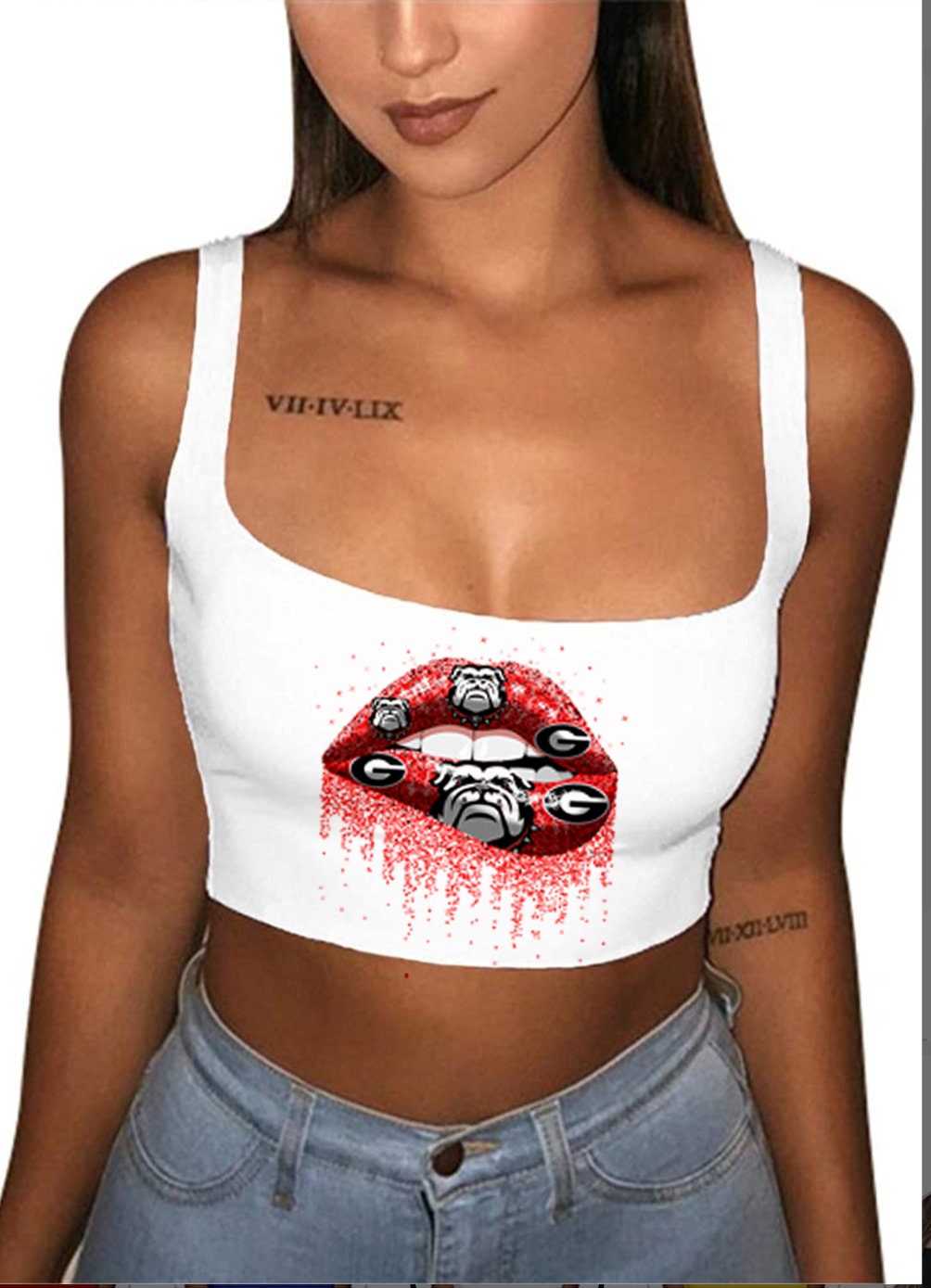 Georgia Bulldogs Dripping Lips Crop Tank