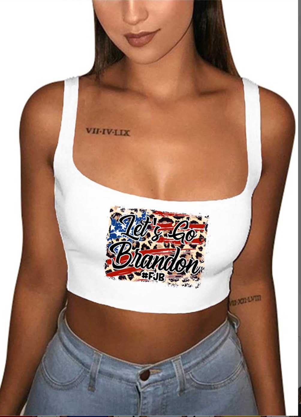 Let’s Go Brandon Leopard Print Crop Tank