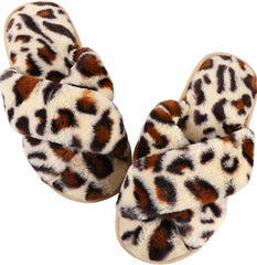 Women's Fuzzy Memory Foam Letter Patch Slippers